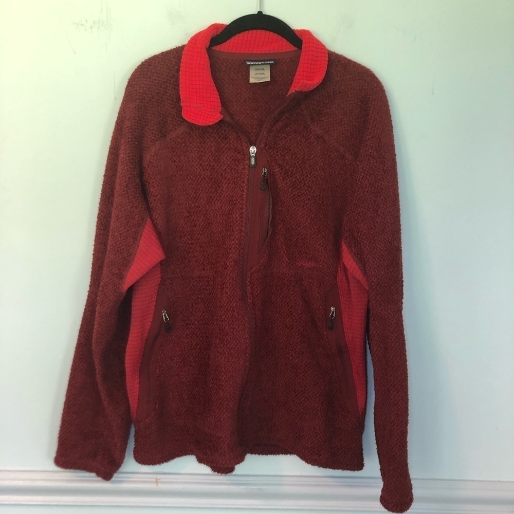 Patagonia Red Long Sleeve Zip-Up Sweater Size Large